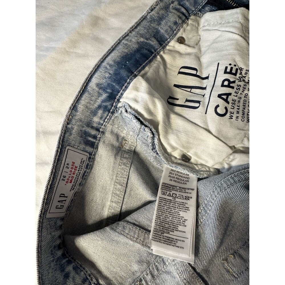 GAP ’90s Loose Mid Rise Jeans Women’s 26 2R Light Wash Denim - Picture 4 of 4